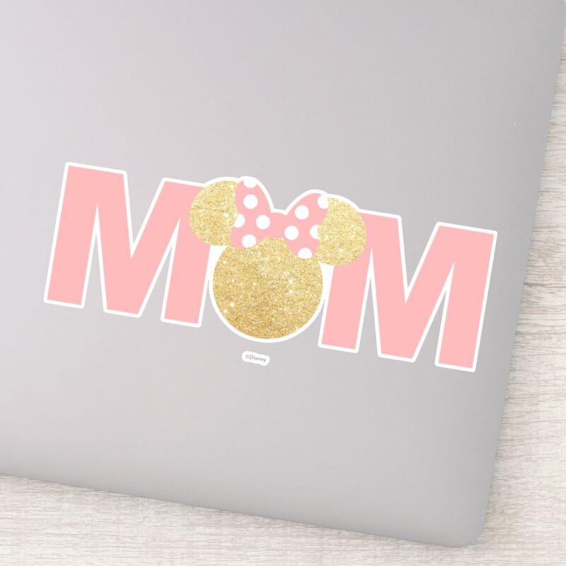 Minnie Mouse Gold Pink Mom Sticker