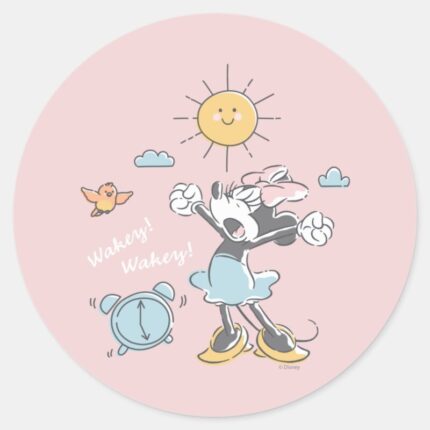 Minnie Mouse Morning Wake Up Classic Round Sticker