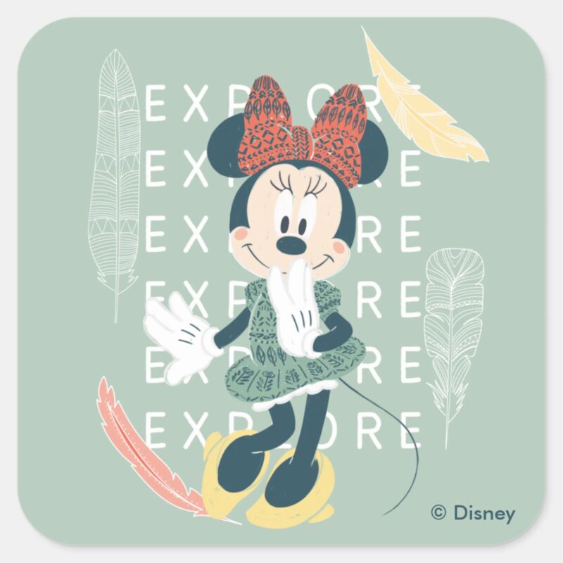 Minnie Mouse Never Stop Exploring Square Sticker