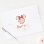 Minnie Mouse Pink Mermaid Birthday Classic Round Sticker