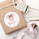 Minnie Mouse Pink Mermaid Birthday Classic Round Sticker