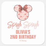 Minnie Mouse Pink Mermaid Birthday Square Sticker