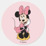 Minnie Mouse Posing In Pink Classic Round Sticker