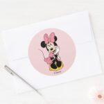 Minnie Mouse Posing In Pink Classic Round Sticker
