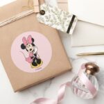 Minnie Mouse Posing In Pink Classic Round Sticker