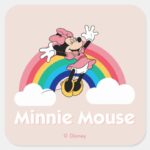 Minnie Mouse Rainbow Clouds Square Sticker
