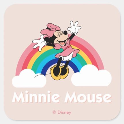 Minnie Mouse Rainbow Clouds Square Sticker