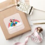 Minnie Mouse Rainbow Clouds Square Sticker