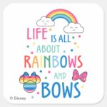 Minnie Mouse Rainbows And Bows Square Sticker