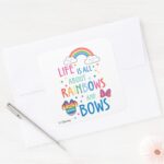Minnie Mouse Rainbows And Bows Square Sticker