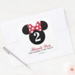 Minnie Mouse Red White Birthday Thank You Square Sticker