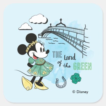 Minnie Mouse St. Patricks Day Land Of The Gre Square Sticker