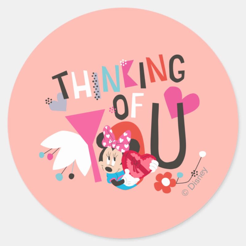 Minnie Mouse Thinking Of You Classic Round Sticker