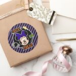 Minnie Mouse Trick Or Treat Halloween Party Classic Round Sticker