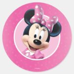 Minnie Pink And White Birthday Classic Round Sticker