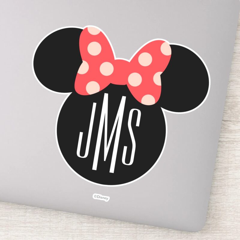 Minnie Polka Dot Head Silhouette Monogram Sticker