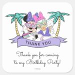 Minnie Daisy Ice Cream Birthday Thank You Square Sticker