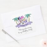 Minnie Daisy Ice Cream Birthday Thank You Square Sticker