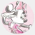 Minnie Elegant Pose Watercolor Classic Round Sticker