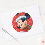Minnie In Holiday Outfit Classic Round Sticker