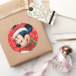 Minnie In Holiday Outfit Classic Round Sticker