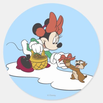 Minnie With A Chipmunk Classic Round Sticker