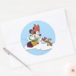 Minnie With A Chipmunk Classic Round Sticker