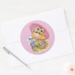 Miss Piggy Holding Puppy Classic Round Sticker