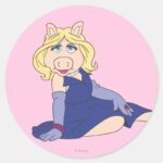 Miss Piggy In Purple Dress Classic Round Sticker