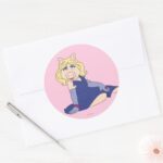 Miss Piggy In Purple Dress Classic Round Sticker