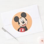 Modern Mickey Hands Behind Back Classic Round Sticker