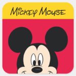 Modern Mickey Smiling Head Square Sticker