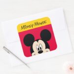 Modern Mickey Smiling Head Square Sticker