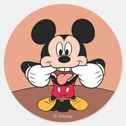 Modern Mickey Sticking Out Tongue Classic Round Sticker