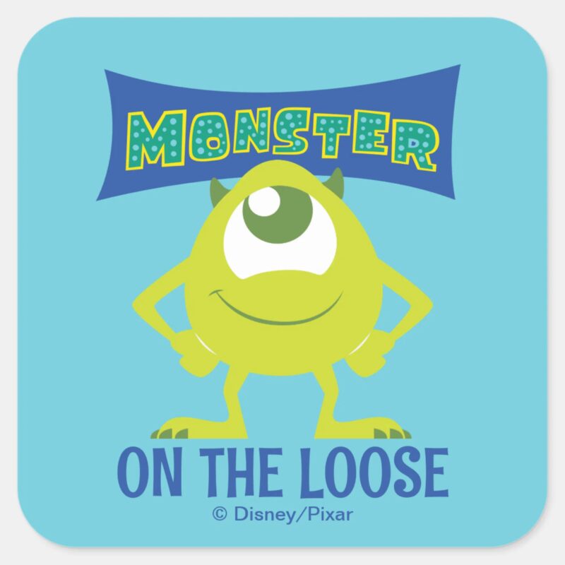 Monster On The Loose Square Sticker Monster On The Loose Square Sticker