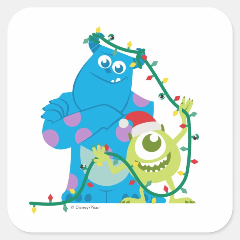 Monsters Inc. Christmas Sulley Mike Square Sticker Monsters Inc. Christmas Sulley Mike Square Sticker