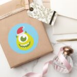 Monsters Inc. Mike In Santa Hat Classic Round Sticker