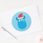 Monsters Inc. Sulley Santa Hat Smile Classic Round Sticker