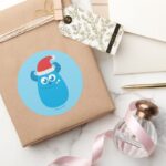 Monsters Inc. Sulley Santa Hat Smile Classic Round Sticker