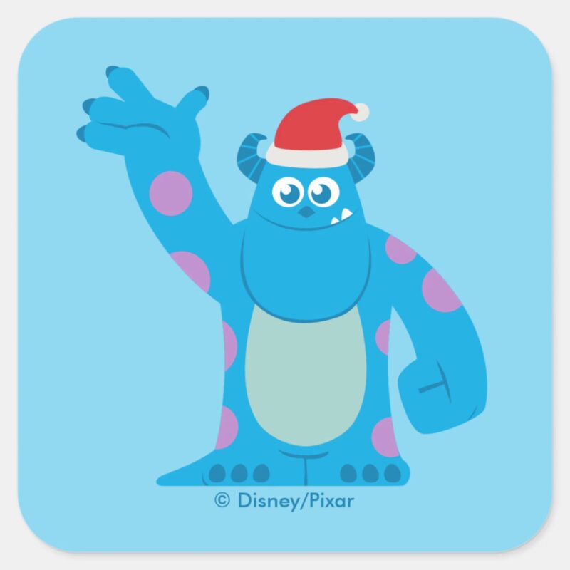 Monsters Inc. Sulley Santa Hat Wave Square Sticker Monsters Inc. Sulley Santa Hat Wave Square Sticker