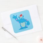 Monsters Inc. Sulley Santa Hat Wave Square Sticker