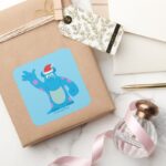 Monsters Inc. Sulley Santa Hat Wave Square Sticker