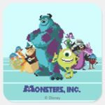 Monsters Inc 8Bit Mike Sully And The Gang Square Sticker