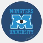 Monsters University Blue Logo Classic Round Sticker