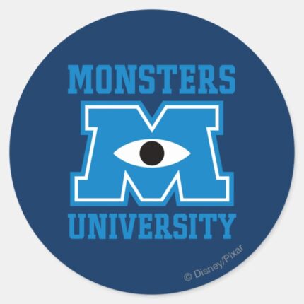 Monsters University Blue Logo Classic Round Sticker