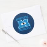 Monsters University Blue Logo Classic Round Sticker
