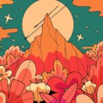 Mountain Moon Flowers Spring Vibes Poster