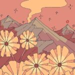 Mountain Sunset Flowers Spring Vibes Poster