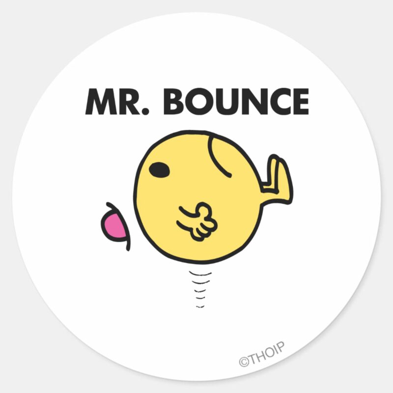 Mr. Bounce Unhappy Bouncing Classic Round Sticker Mr. Bounce Unhappy Bouncing Classic Round Sticker
