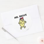 Mr. Brave Waving Hello Classic Round Sticker